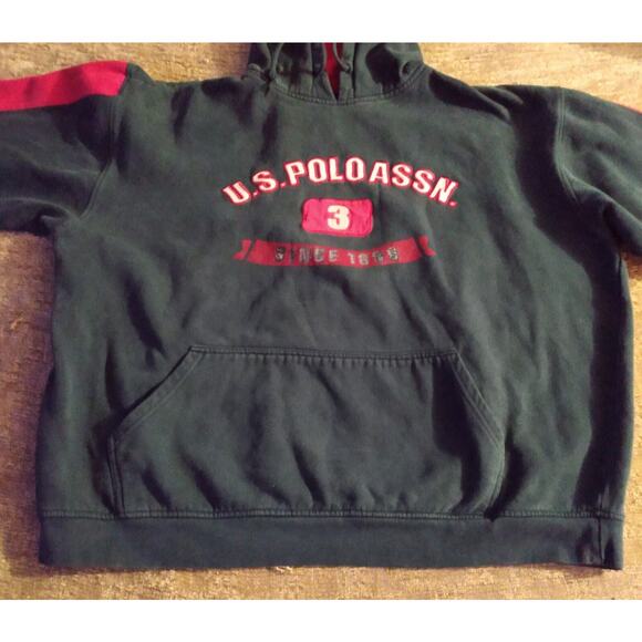 US Polo Assn. Hoodie Mens 2XL Blue Hooded Sweatshirt Cotton Hood Spell Out - Picture 12 of 14